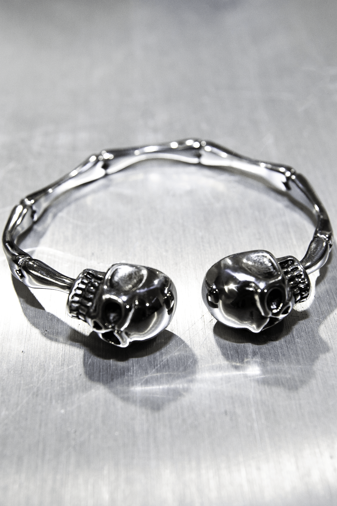 Double Headed Skull Bracelet - Handmade Rust
