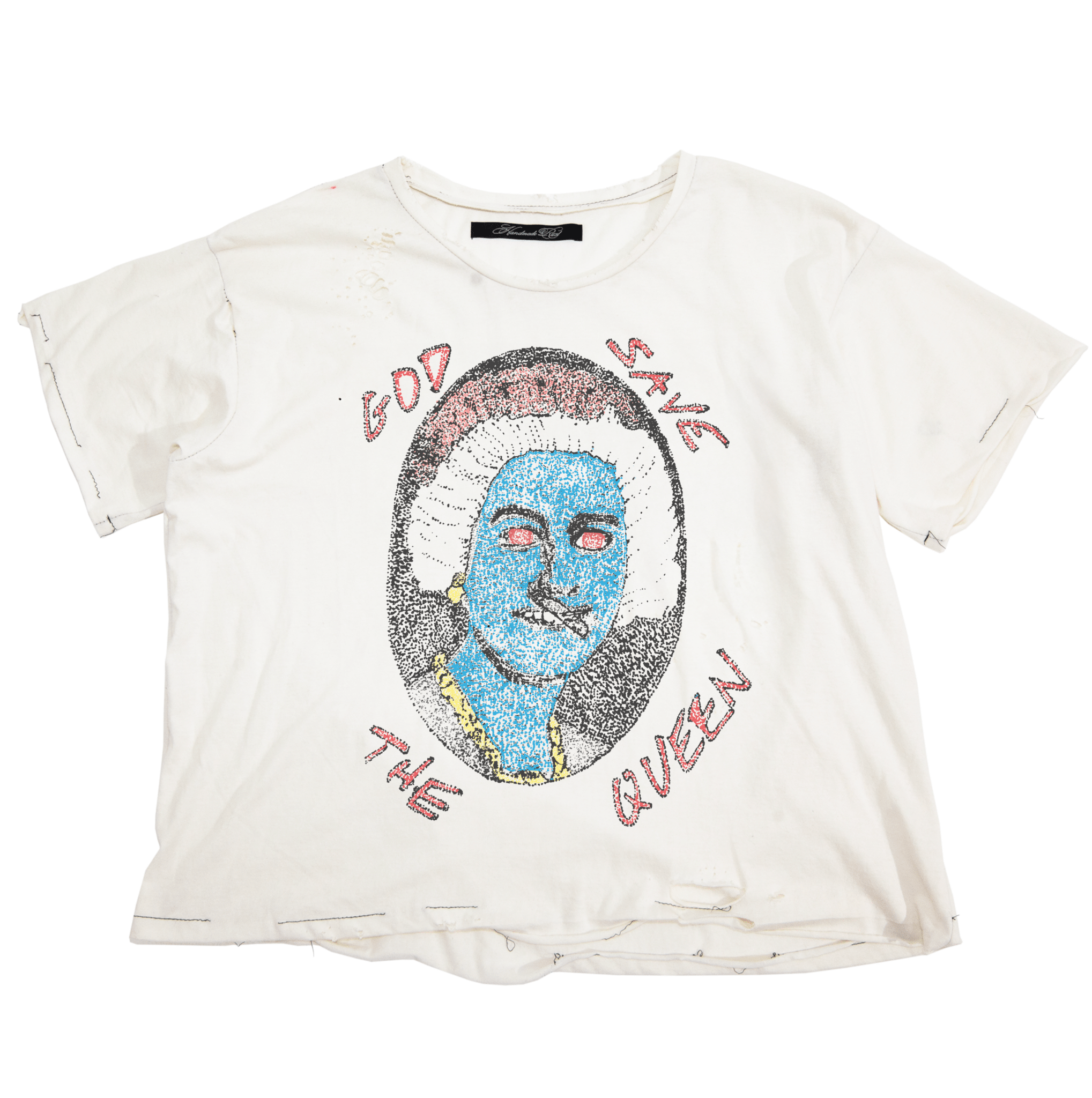 (DROPPING FRIDAY) SAVE THE QUEEN - VNTG WHITE TEE - Handmade Rust