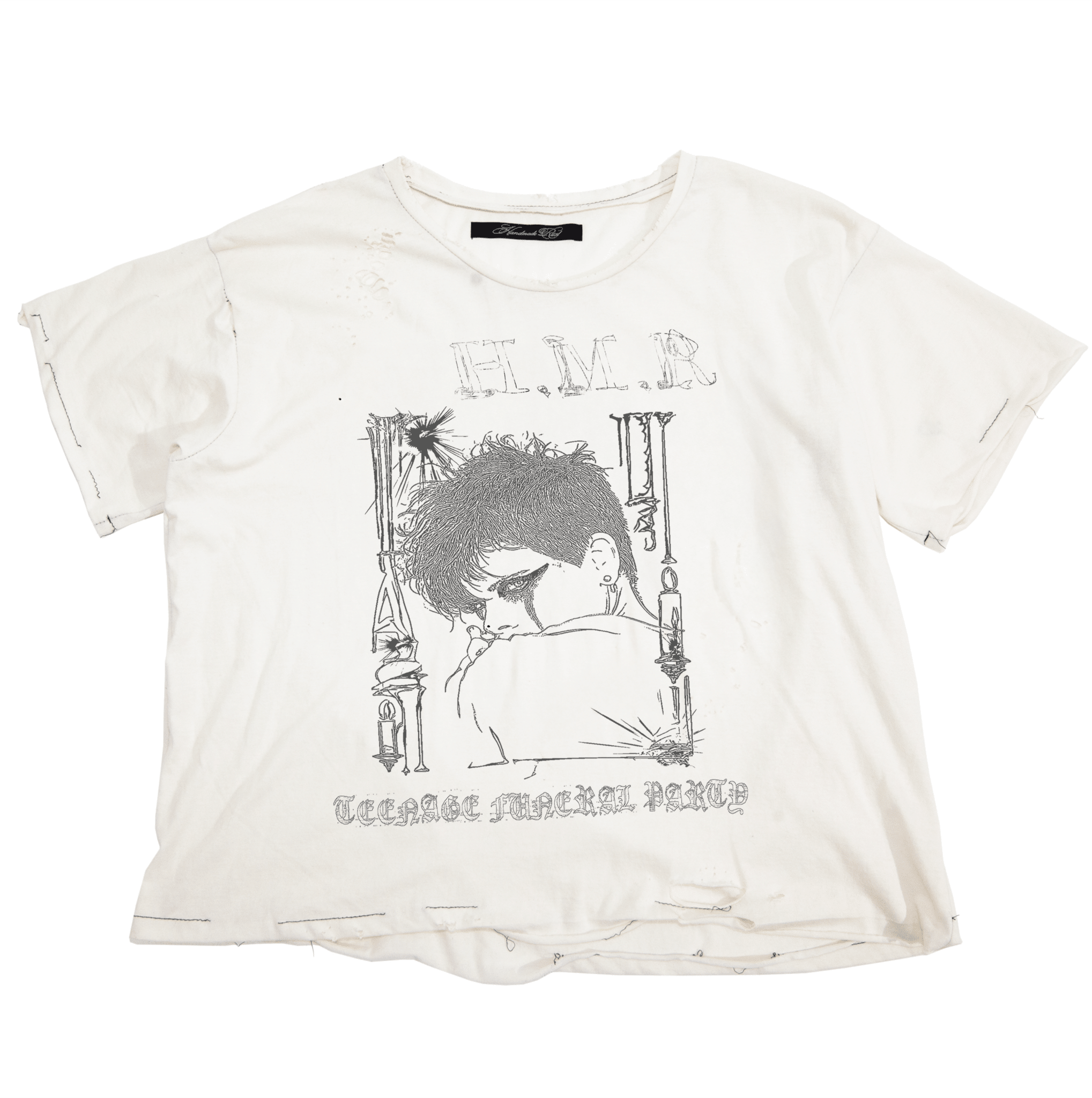 (DROPPING FRIDAY) TEENAGE FUNERAL - VNTG WHITE TEE - Handmade Rust