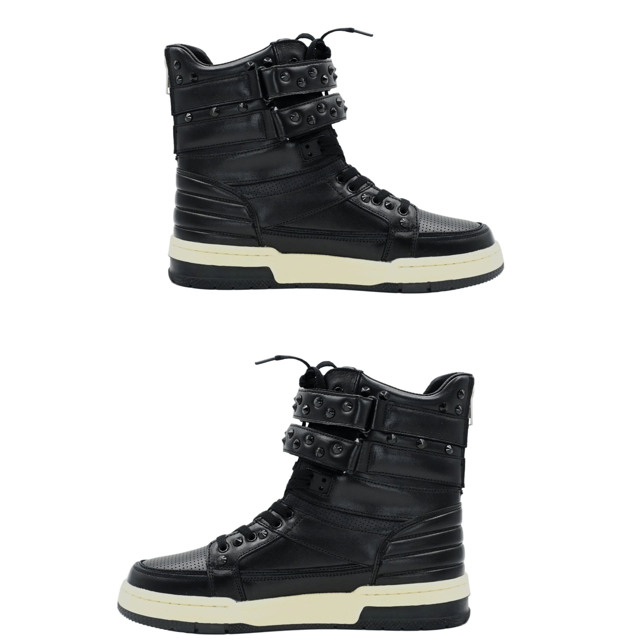 Leather Studded High Top Sneaker - Handmade Rust