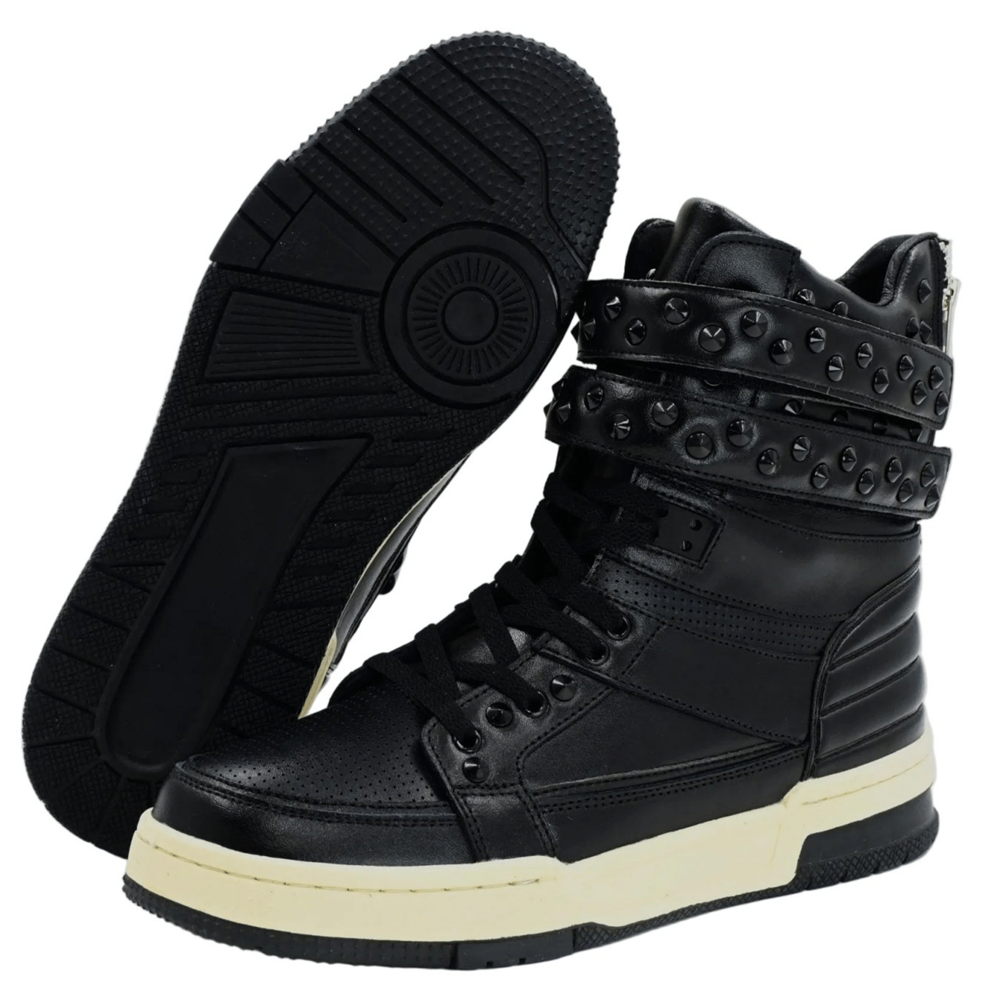 Leather Studded High Top Sneaker - Handmade Rust