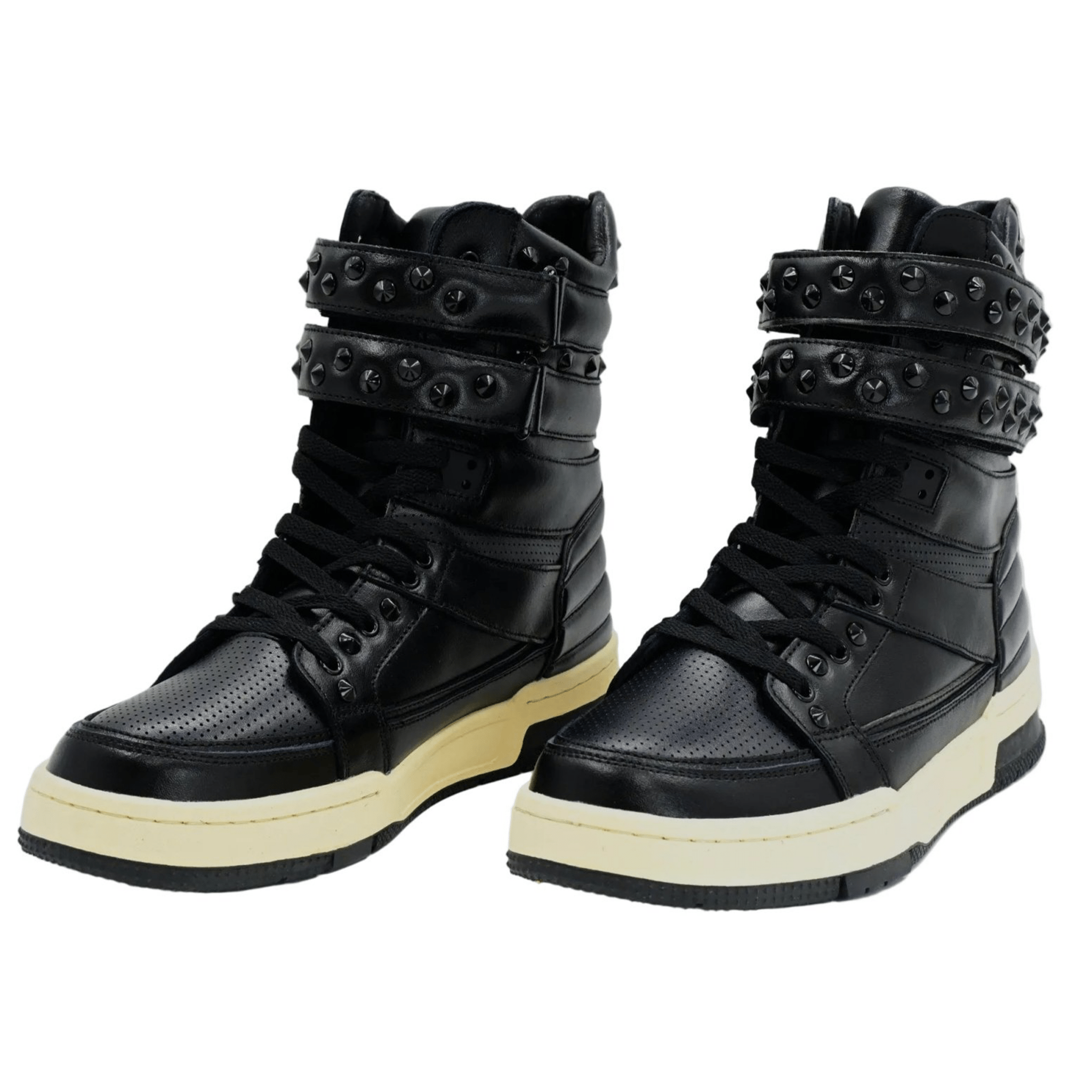 Leather Studded High Top Sneaker - Handmade Rust