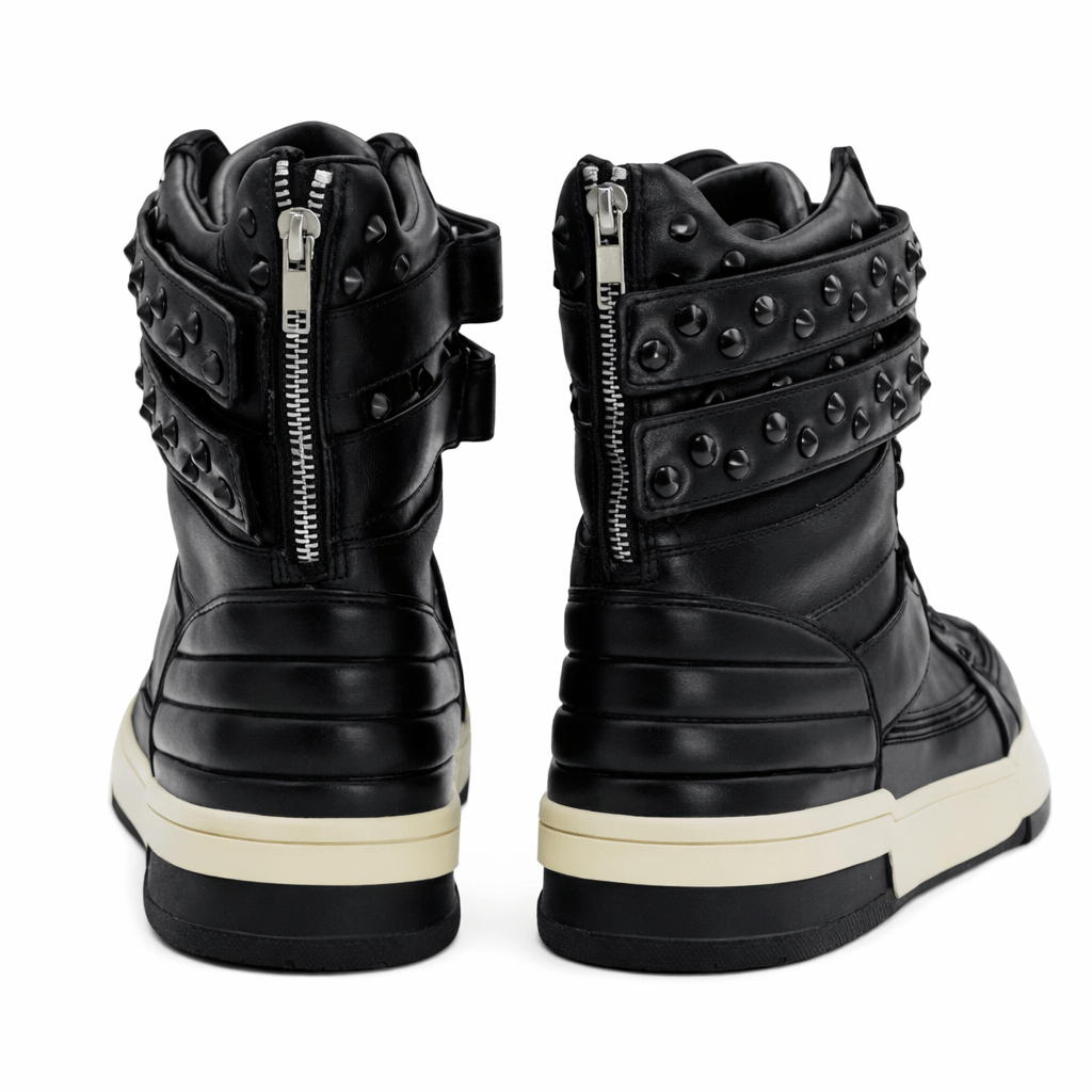 Leather Studded High Top Sneaker - Handmade Rust